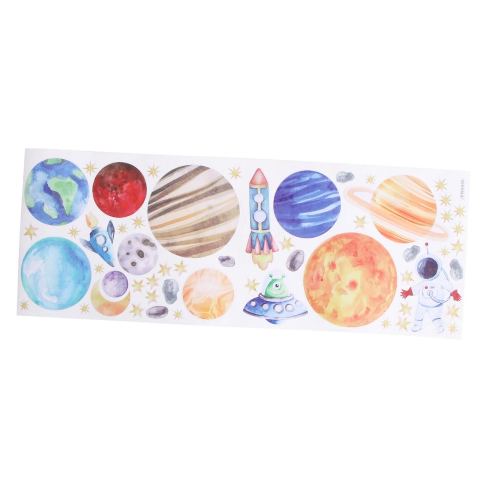 RORPOIR 2-Sheet Cartoon Planet Wall Stickers