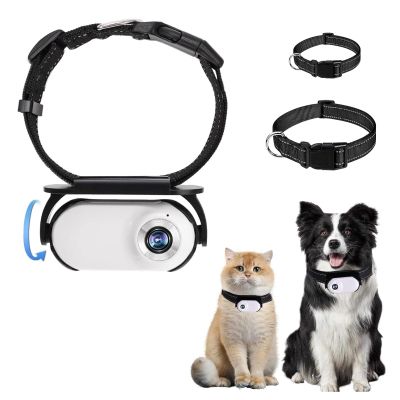 Diyeeni Cat Camera Collar, HD 1080P Dog Collar Camera, 120° Wide-Angle Lens, Mini Body Camera for Dogs and Cats, Indoor and Outdoor, OTG Support (White)
