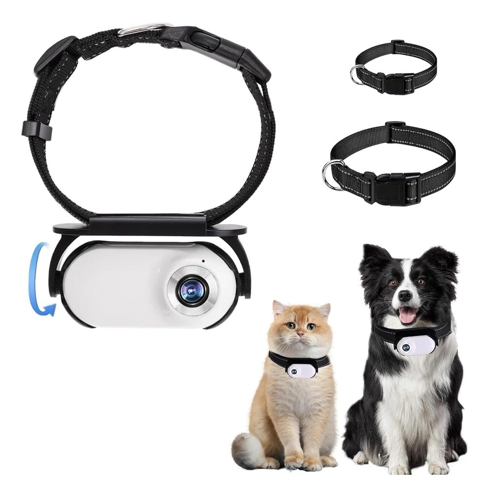 Diyeeni Cat Camera Collar, HD 1080P Dog Collar Camera, 120° Wide-Angle Lens, Mini Body Camera for Dogs and Cats, Indoor and Outdoor, OTG Support (White)