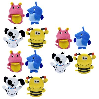 VICASKY 12-Piece Baby Bath Wash Mitts, Skin-Friendly Exfoliating Gloves, Lightweight Shower Mitts for Newborns and Toddlers, Bee, Hippo, Dog and Penguin