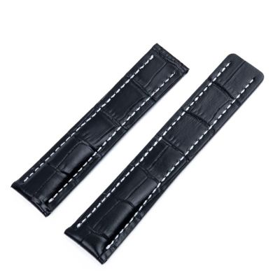 QTYQWC Soft Calfskin Leather Watch Strap 20 mm 22 mm 24 mm for Breitling Avenger/Navitimer Premier with Folding Clasp
