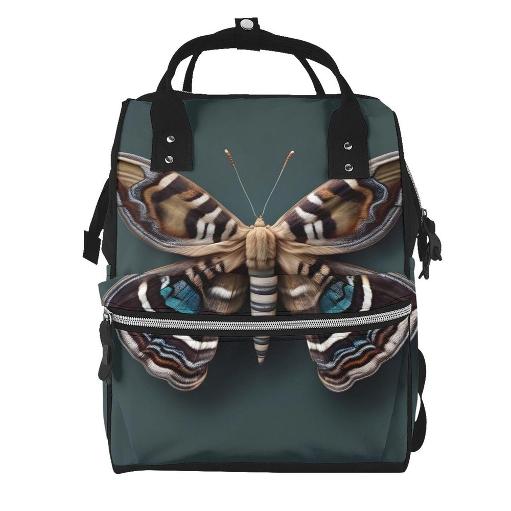 HJLUUFT Cute Moth Paaleras Para Bebe Diaper Bag Backpack, Durable Baby Changing Bag for Moms and Dads, Black, One Size