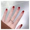 Press-On Fake Nails, Square Cat-Eye French Glitter Powder, Waterproof Faux Fingernails, Color 34 view 1