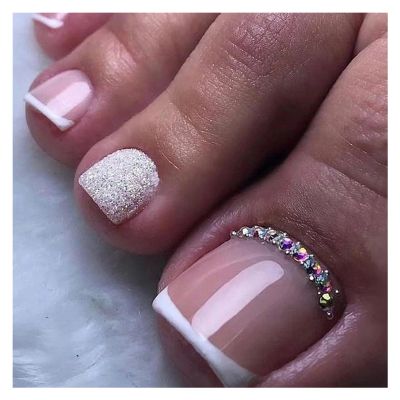 Nude Color Press-On Toenails, Full-Cover Short Square False Nail Tips, Color 6