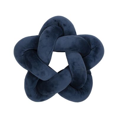 Champracer 1-Piece Five-Pointed Star Knot Pillow, Soft Knot Ball Cushion, 32 x 32 cm, Navy Blue