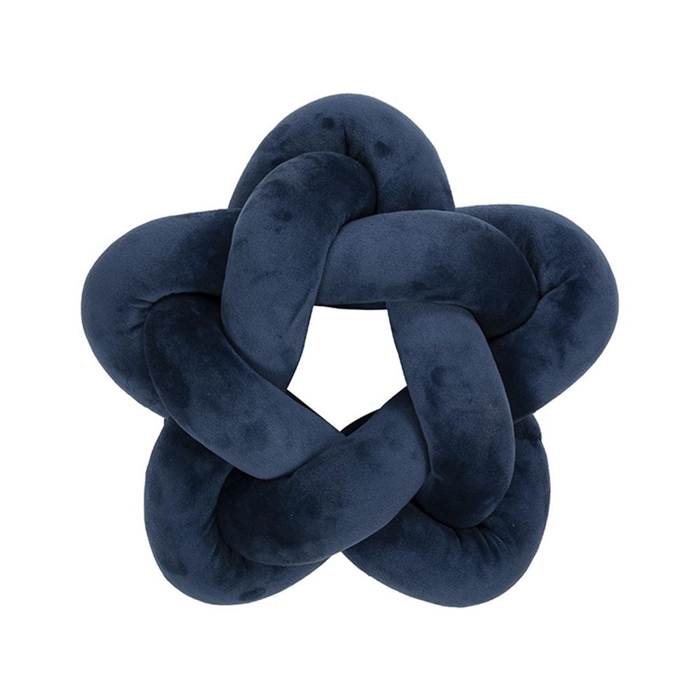 Champracer 1-Piece Five-Pointed Star Knot Pillow, Soft Knot Ball Cushion, 32 x 32 cm, Navy Blue