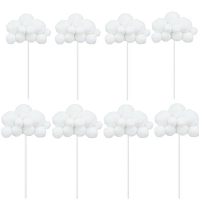10 x Cloud Cake Toppers, 3D Cartoon Cloud Cupcake Toppers with Yarn Balls for Cakes, Desserts, Baby Showers, Birthdays, Weddings and Parties