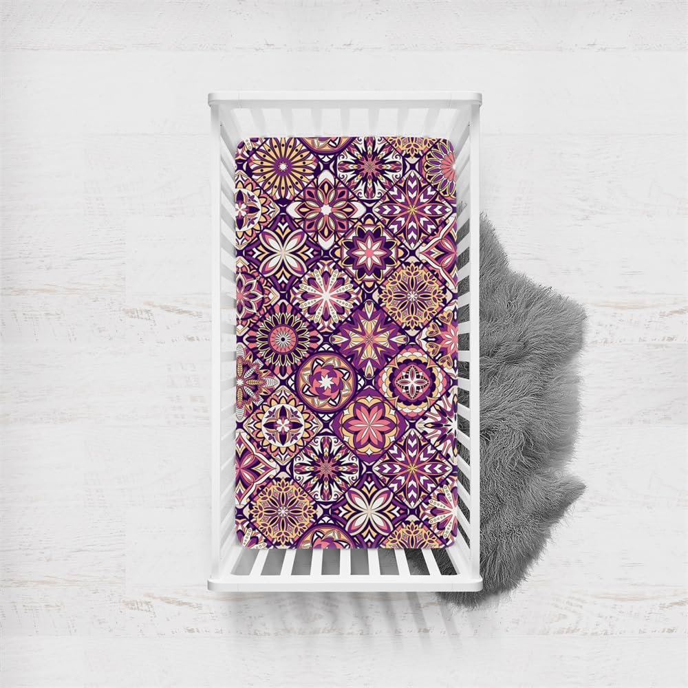 Treer Baby Fitted Sheet with Elastic, Light Purple, 140 x 70 cm