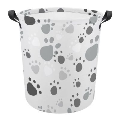 60L Foldable Laundry Basket with Black and White Paw Prints