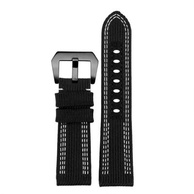 QTYQWC 24/26 mm Large-Size Stealth Nylon Watch Strap with Leather Sole