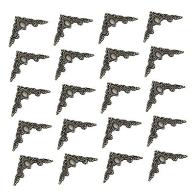 PLAFOPE 20-Piece Zinc Alloy Book Corner Protectors, Vintage Metal Corner Covers for Photo Albums and Scrapbooking