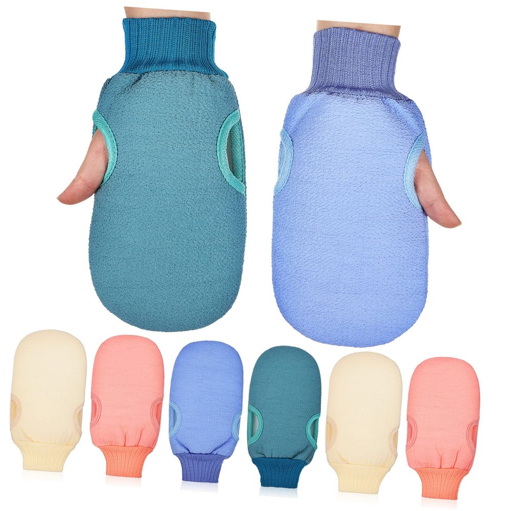 HONMEET Exfoliating Gloves, 8-Piece Polyester Set with Massage Effect