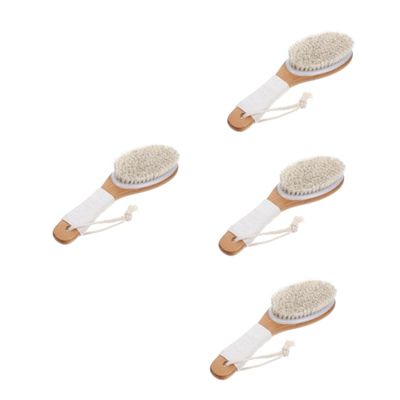 Beatifufu 4-Piece Body Brush Set with Handle, Horsehair Back Scrubber