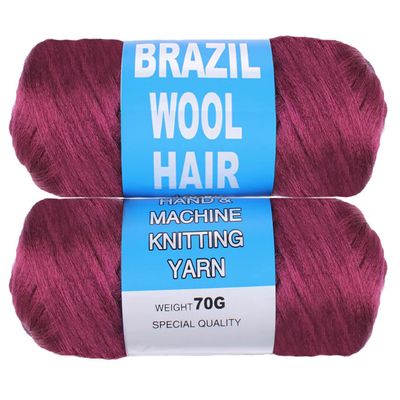 Mscat 2-Roll Burgundy Brazilian Wool Hair Yarn for Braids and Twists