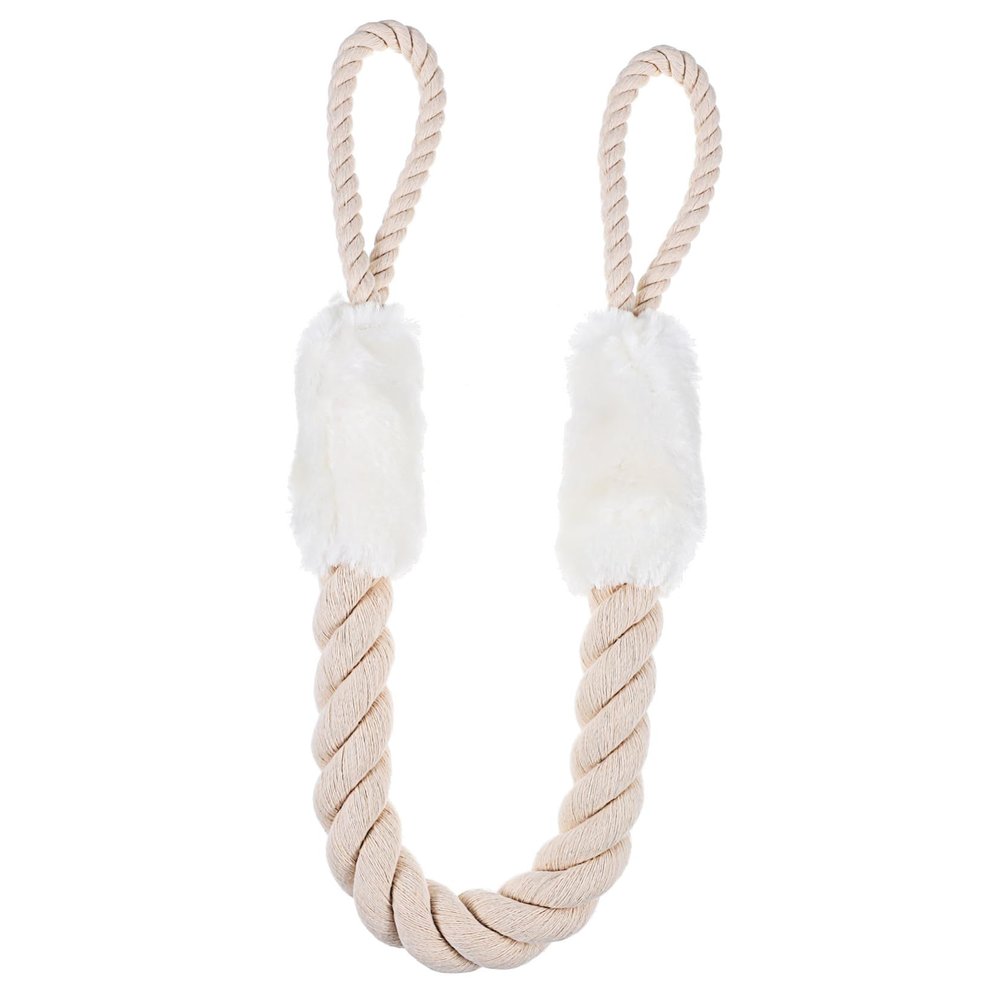 Minimalist Door Handle Pull Rope in White Cotton and Polyester