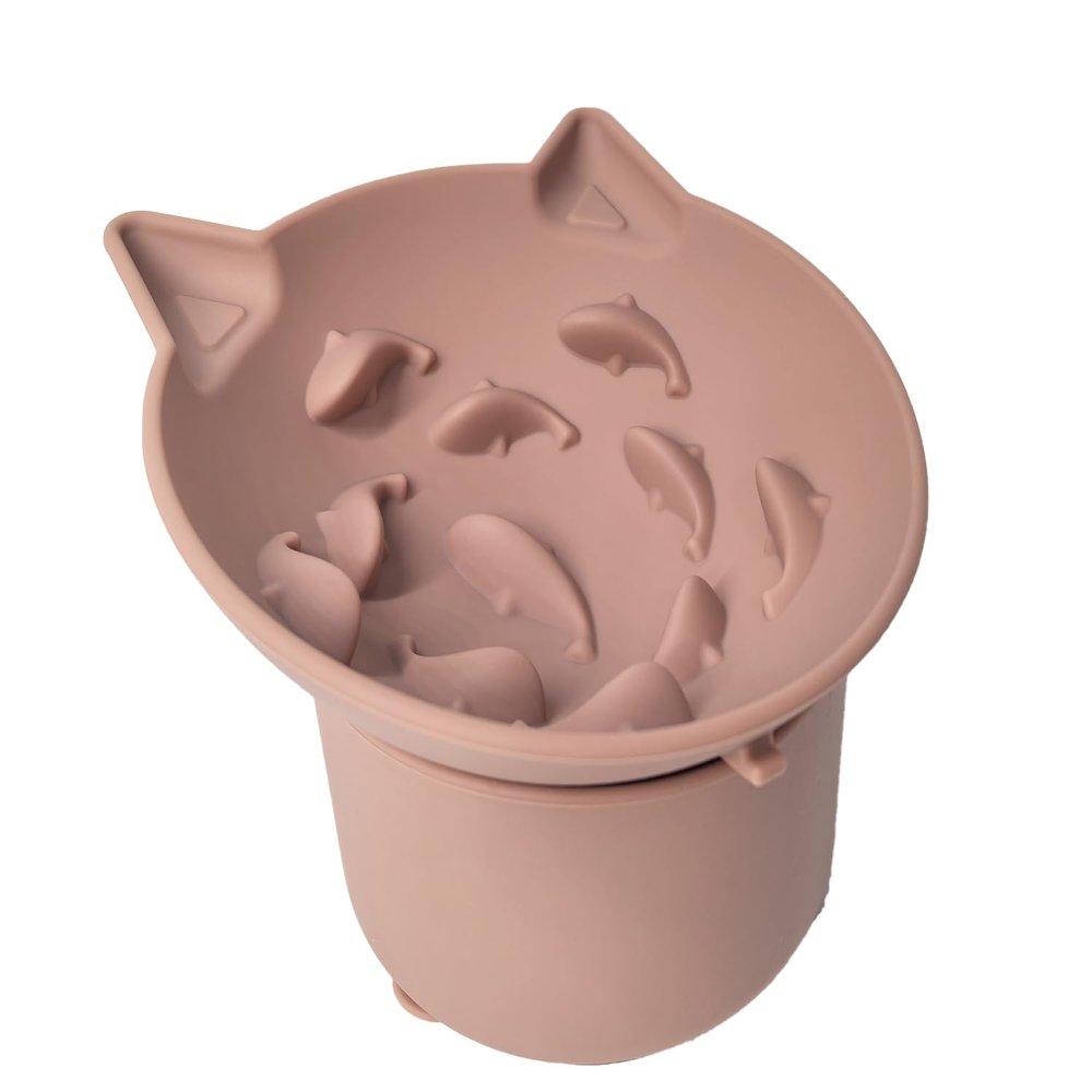 Anti-Choke Dog Bowl, Silicone, Slow Feed, with Suction Cup, Dishwasher Safe, for Small to Medium Dogs (Pink)