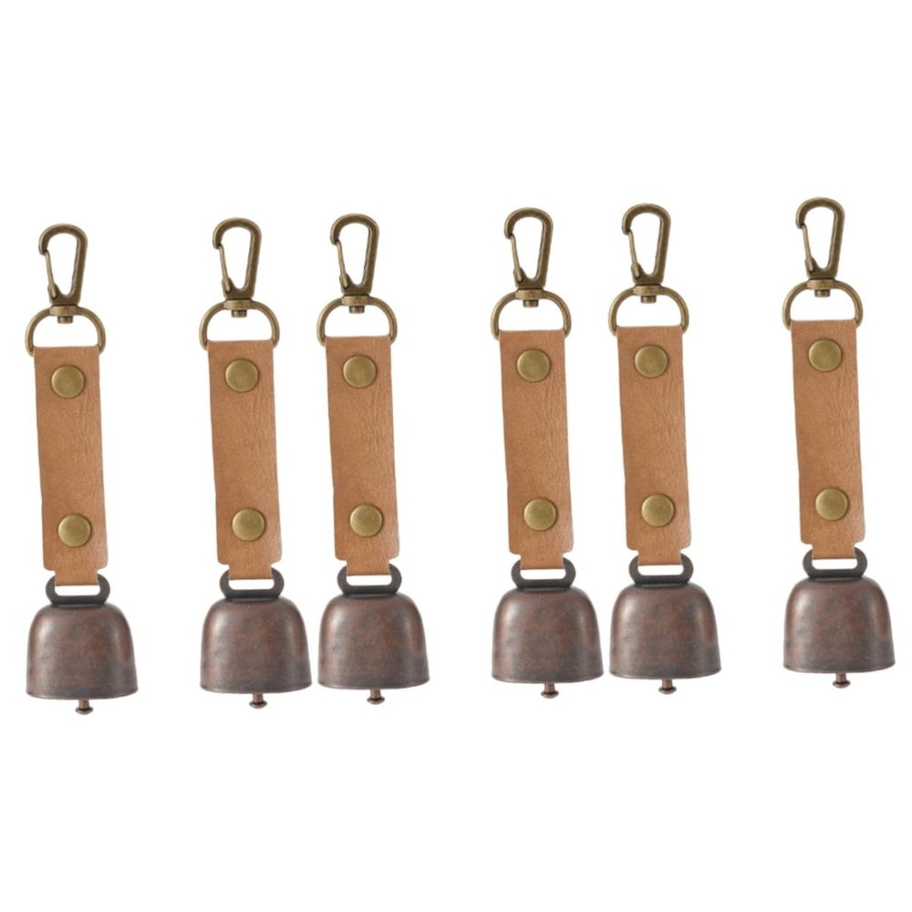 Toddmomy 6-Piece Outdoor Pet Bells, Hanging Alarm Bells, Cowbells, Metal Animal Bells with TPU