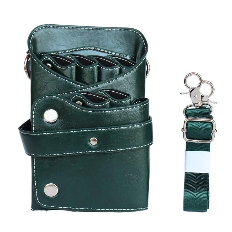 CaFfen Hair Stylist Tool Bag, PU Leather Crossbody Belt Bag, Green