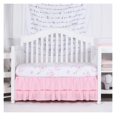 YOKIKIYO Two-Layer Ruffled Bed Skirt for Nursery, Toddlers, and Twin Beds, 14 in High, Pink, 71 x 132 x 36 cm