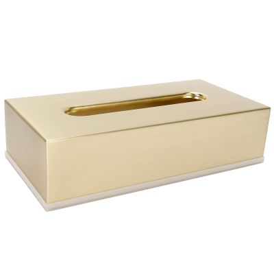 Gold-Tone Stainless Steel Tissue Box for Office and Family Room