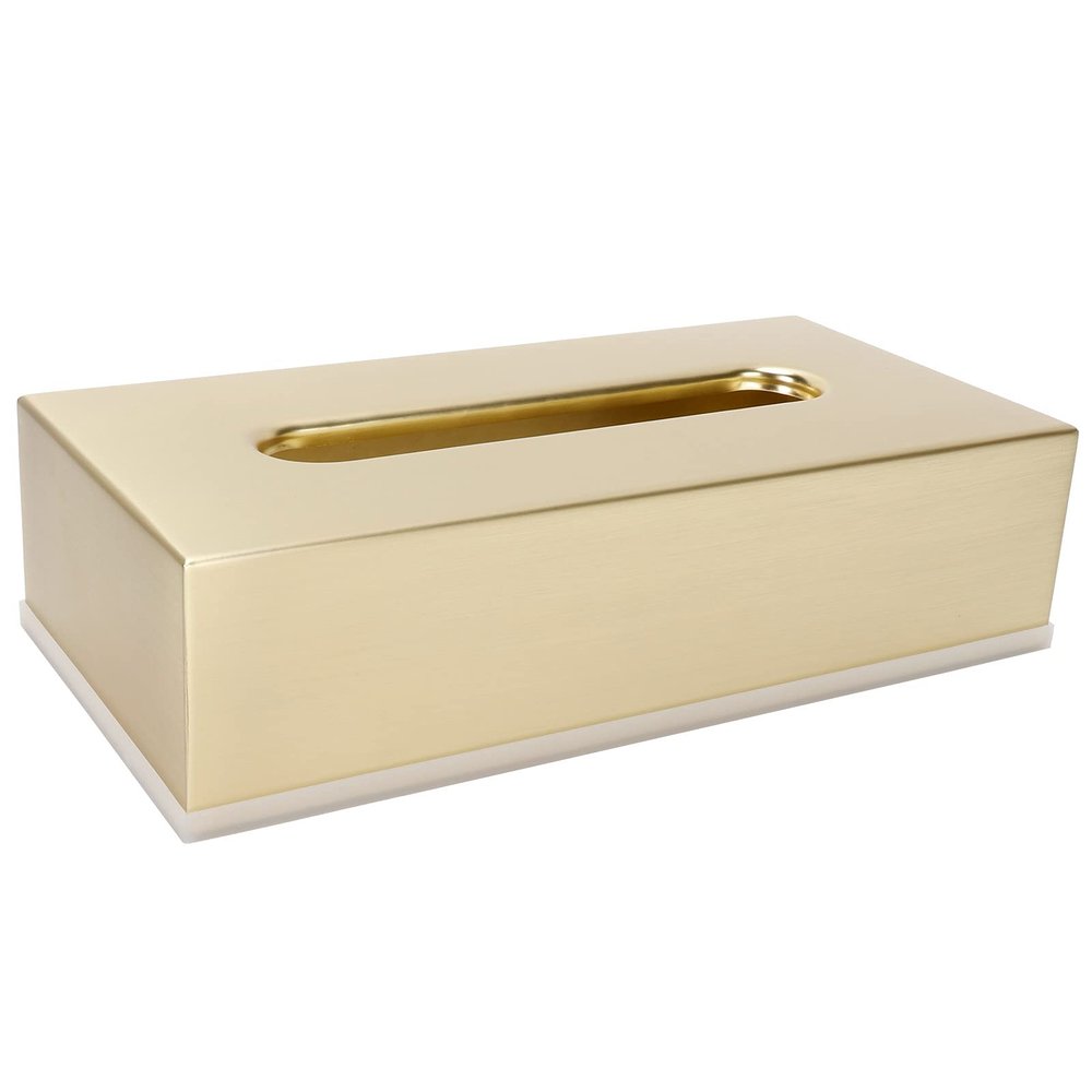 Gold-Tone Stainless Steel Tissue Box for Office and Family Room
