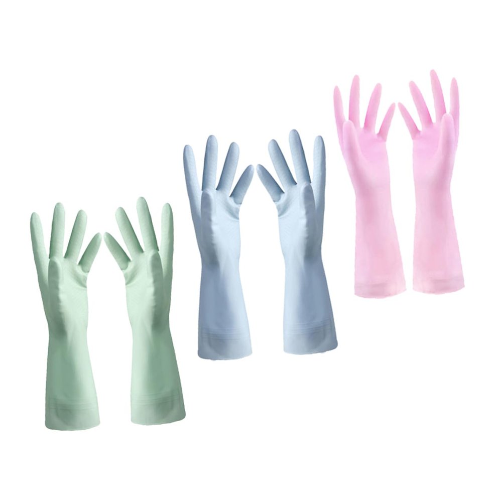 3 Pairs of Size L Thin Rubber Gloves for Gardening and Dishwashing