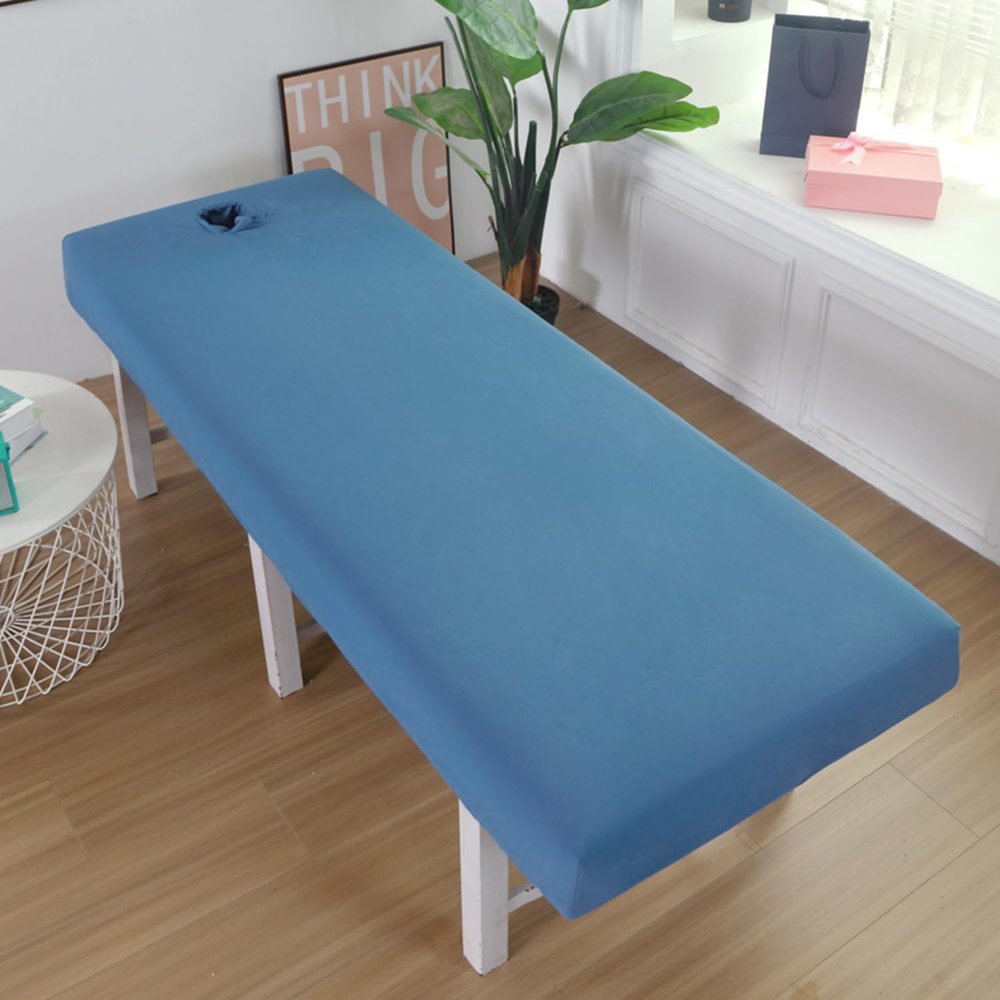 LDLCYCN Waterproof Massage Table Fitted Cover with Face Hole, Blue, 190 x 70 cm (R)