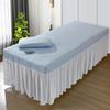 LDLCYCN Cooling Cover for Massage Table, Solid Spa Massage Bed Skirt, Thin Full-Cover with Face Hole and Side Pocket, A/Blue, 70 x 185 cm view 1
