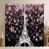 Homemissing Eiffel Tower Cherry Blossom Curtains, 245 x 140 cm, Paris Floral Curtains for Kids view 1
