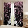 Homemissing Eiffel Tower Cherry Blossom Curtains, 245 x 140 cm, Paris Floral Curtains for Kids view 2