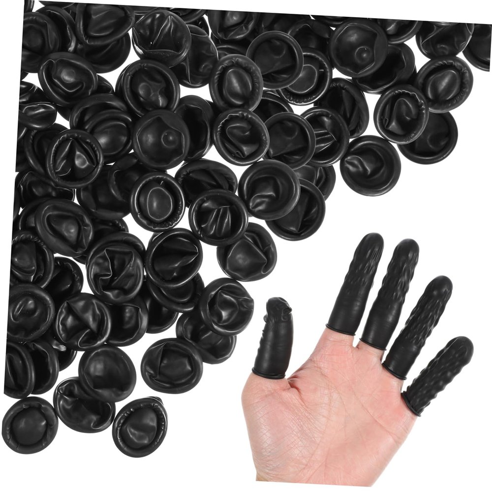 FOMIYES 200-Piece Tattoo Machine Gel Finger Sleeve Set, Black