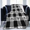 Christmas Heart Dog Paw Black-and-White Checkerboard Ultra-Soft Microfleece Blanket, 127 x view 1