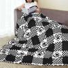 Christmas Heart Dog Paw Black-and-White Checkerboard Ultra-Soft Microfleece Blanket, 127 x view 3