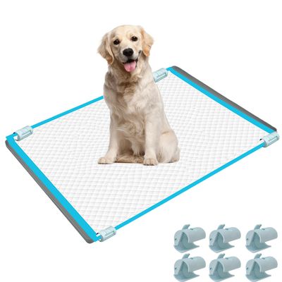 Bencacawinstyle Dog Urine Pad Holder, Spill-Proof, with 6 Clips, Non-Slip Waterproof Silicone Mat, Works with Most Training Pads, Easy to Clean (Gray Mat Size: 35.6