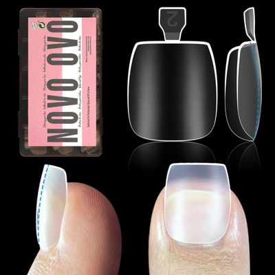 NOVO OVO Long Thick Tapered Square Toenail Tips, Soft-Gel Full-Cover, 15 Sizes, 240 Pieces