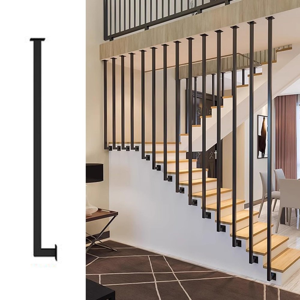 Adjustable Iron Stair Railing Baluster, Black, 1.45 m/57.1 in/4.8 ft