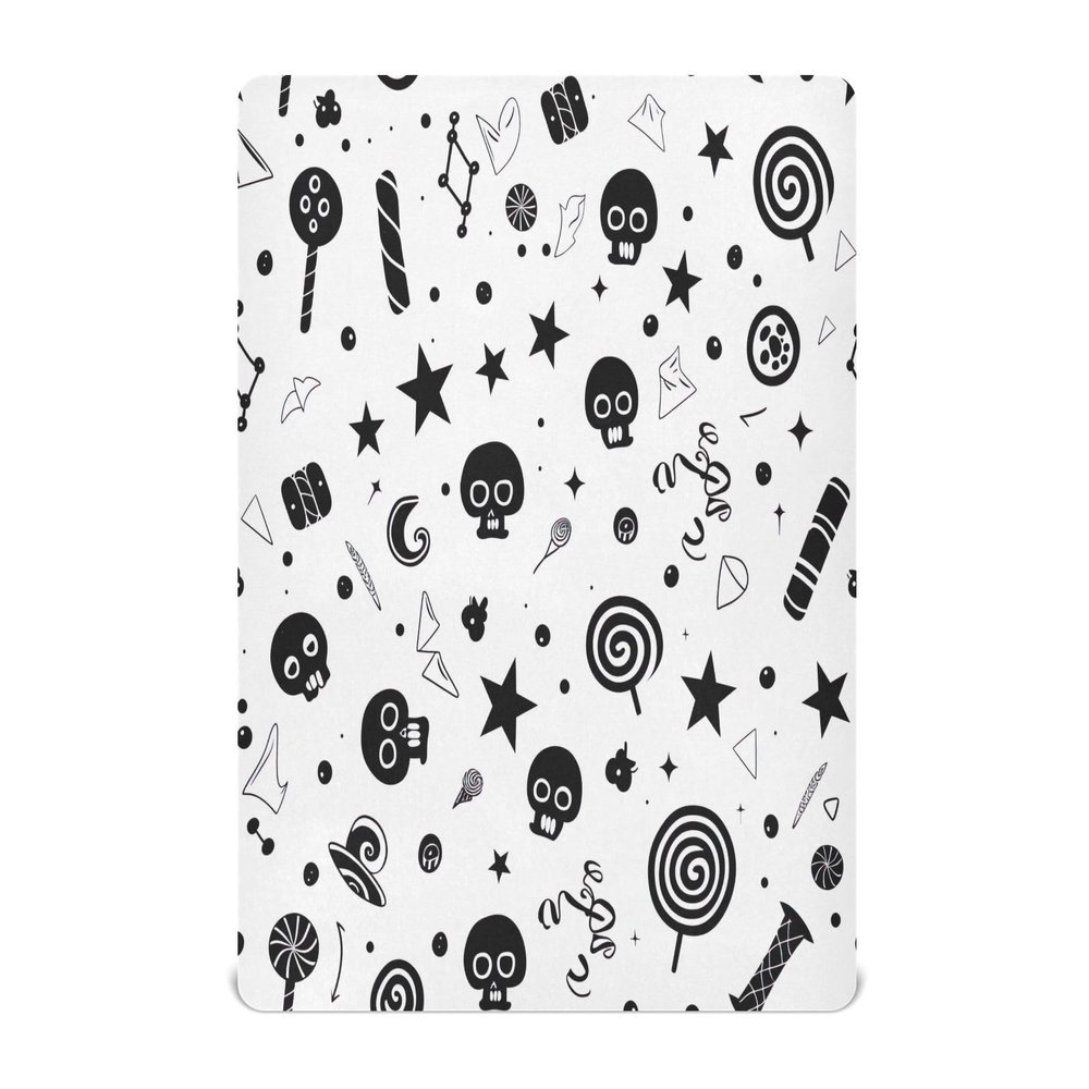 JUMBEAR Fitted Sheet for Newborns and Strollers, Skull Pattern, Soft and Breathable
