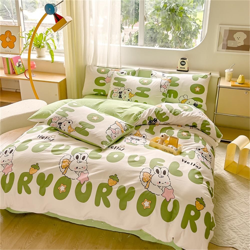 GLFNB Four-Piece Cotton-Print Bedding Set for Bedrooms