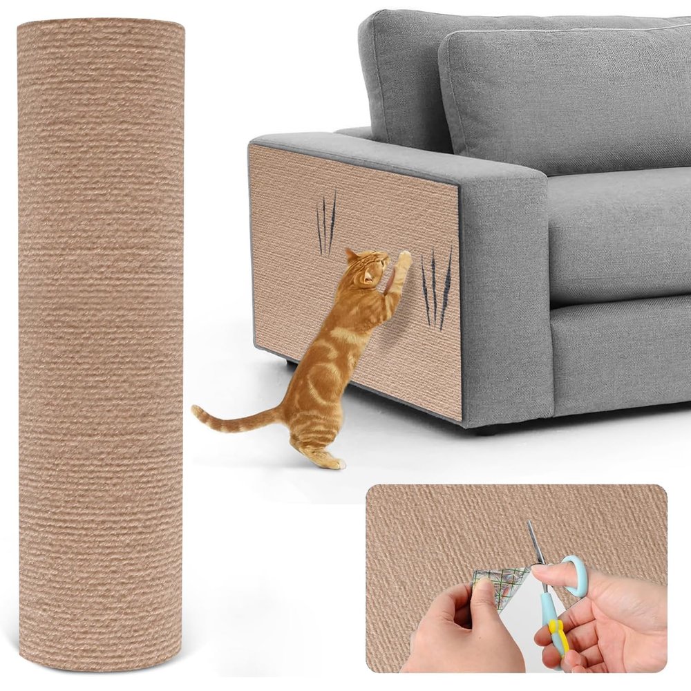 Self-Adhesive Cat Scratching Mat, Khaki, 60 x 100 cm