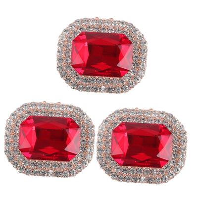 SAFIGLE 3-Piece Wedding Shoe Clips with Rhinestones, Removable Shoe Buckles, Gold and Red