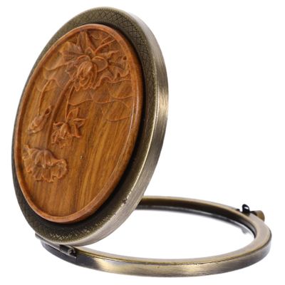 WOONEKY Portable Double-Sided Round Folding Makeup Mirror, Brown