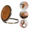 WOONEKY Portable Double-Sided Round Folding Makeup Mirror, Brown view 3