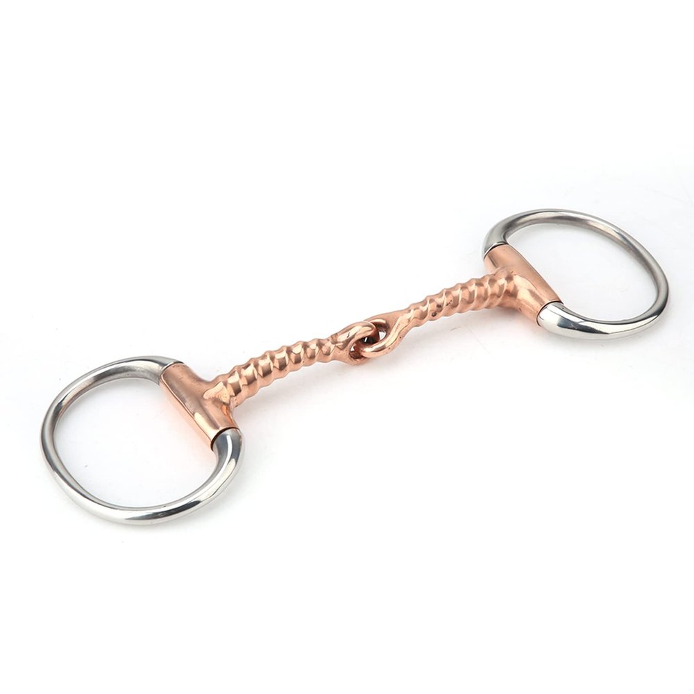 Naroote Horse Snaffle Bit, Stainless Steel Eggbutt Bit with Copper Corkscrew Mouthpiece