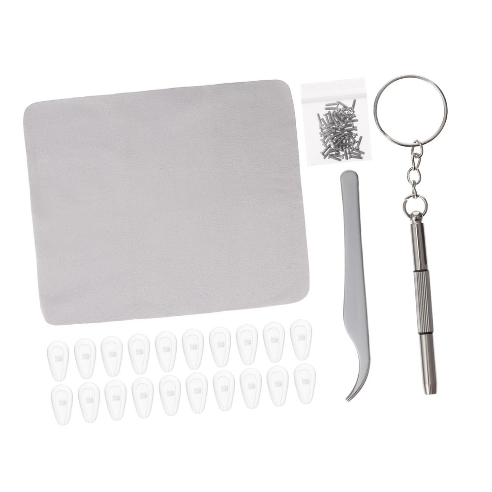 Eyeglass Repair Kit with Silicone Nose Pads, Screws and Screwdriver