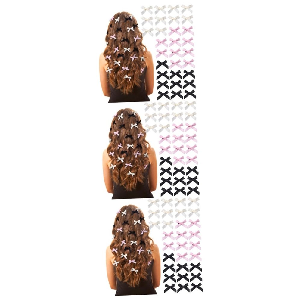 Healeved 90-Piece Hair Bow Clips, Mini Hair Clips in Pink and Black, Non-Slip Hair Accessories for Updos, Braids and Everyday Styles