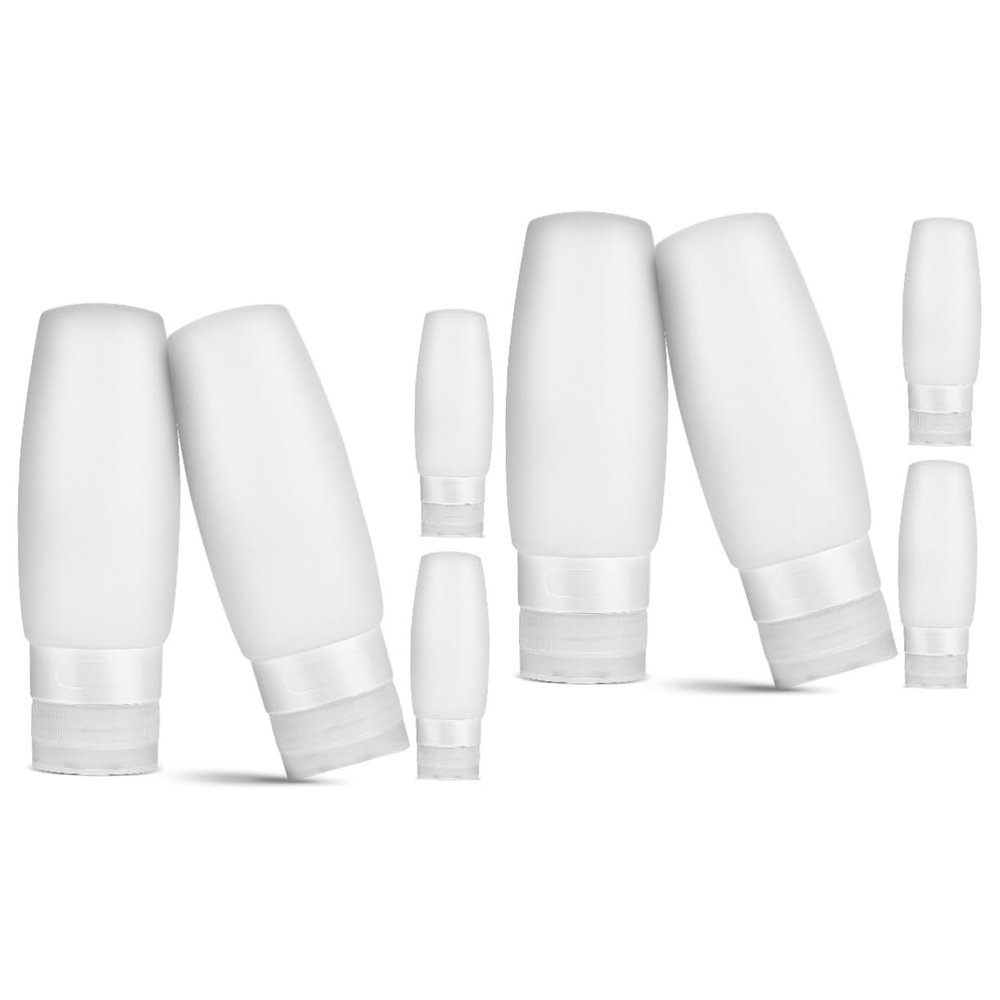 PAMINGONO 8-Piece Travel Bottles with Caps, Refillable Squeeze Bottles for Shampoo, Lotions and Skincare
