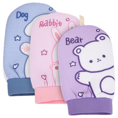 3-Pack Polyester Fiber Exfoliating Shower Gloves