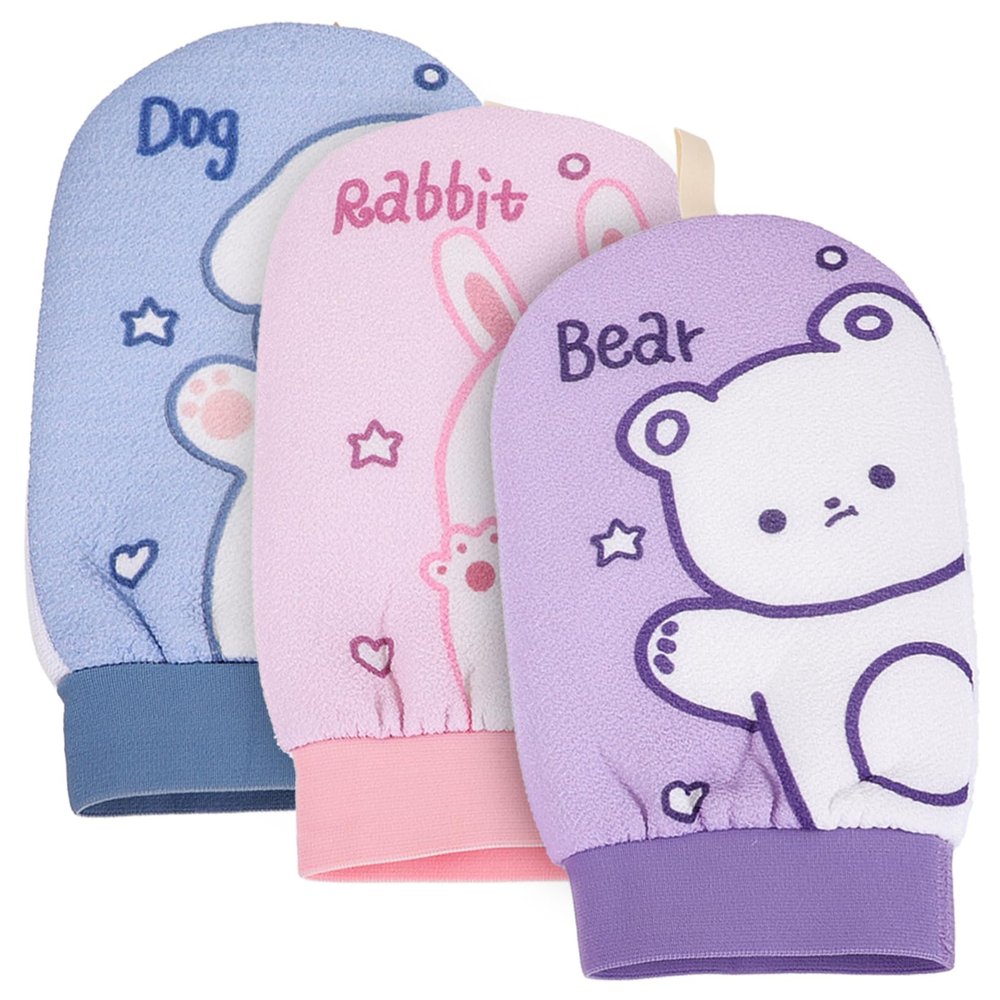 3-Pack Polyester Fiber Exfoliating Shower Gloves