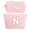 2-Piece Corduroy Makeup Bag Set, Pink (N) view 1