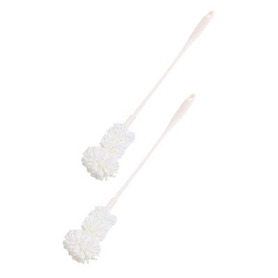 BCOATH 2-Piece Sponge Brush Set for Baby Bottles and Cups, Long PP/EVA Handle, White